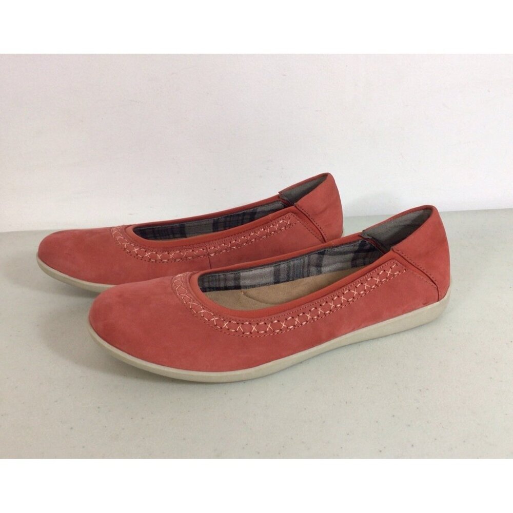 Earth Origins Red Leather Shoes Flats Womens 9.5
